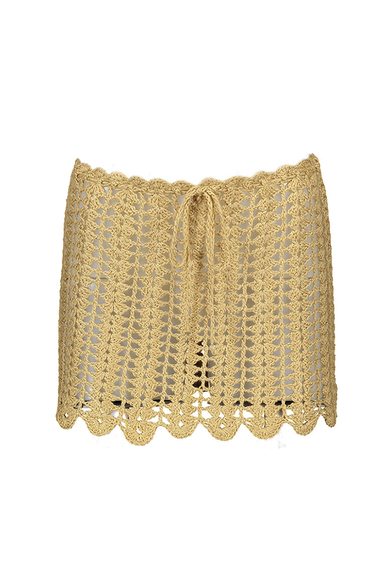 Ranco Scalloped Hand-Crochet Skirt in Gold