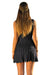 Blanca Lace-Up Decollete Hand-Crochet Dress in Black