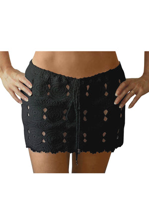 Coliumo Hand-Crochet Skirt in Black