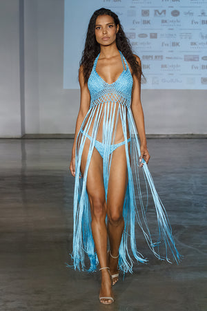 Estela Hand-Crochet Top in Turquoise
