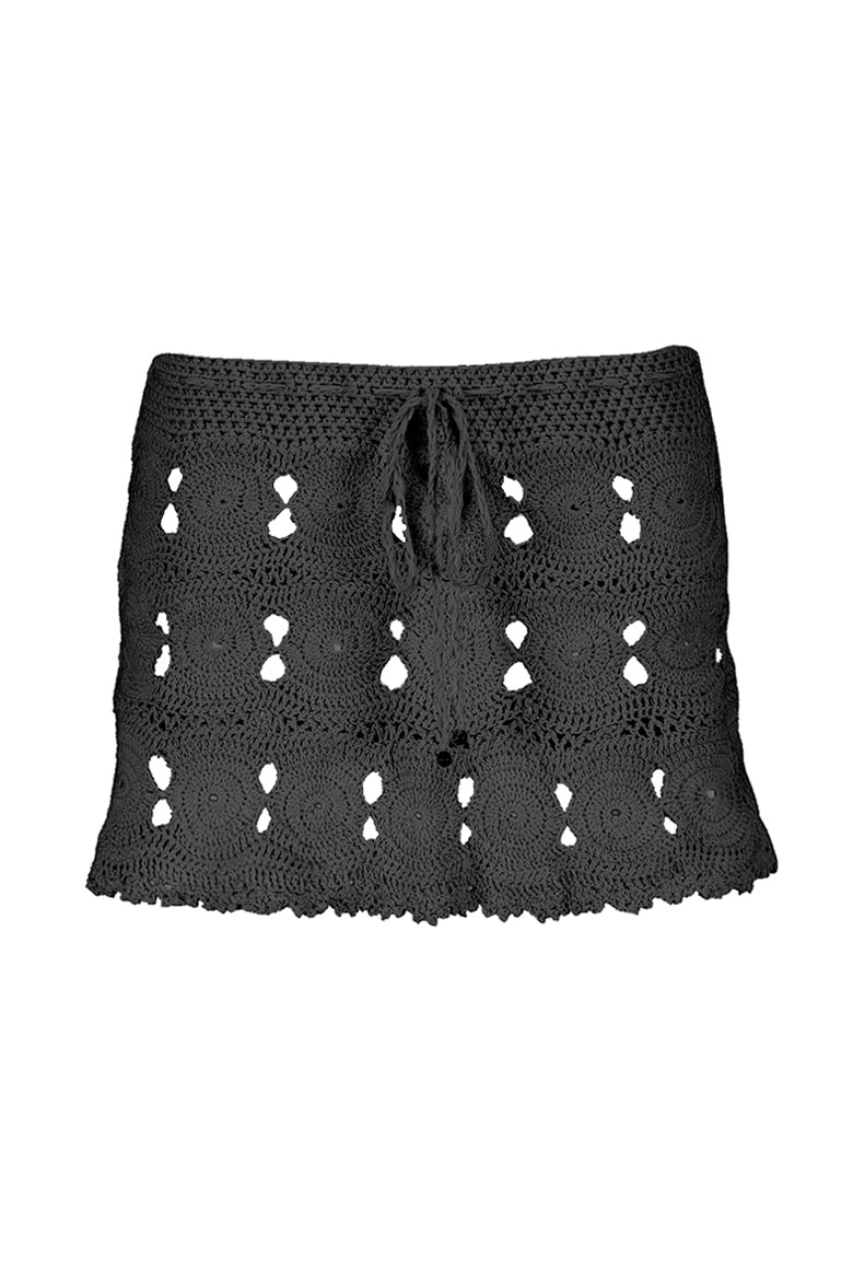 Coliumo Hand-Crochet Skirt in Black