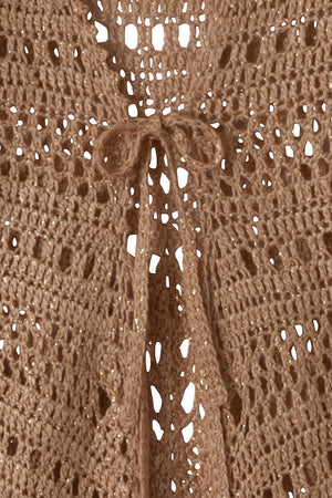 Jacinta Fringe Hand-Crochet Kimono in Gold
