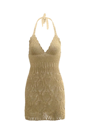 Ovahe Hand-Crochet Dress in Sand
