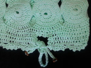 Aysen Drawstring Hand-Crochet Shorts in Mint