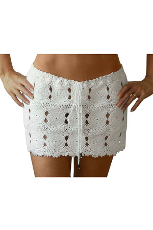 Coliumo Hand-Crochet Skirt in White